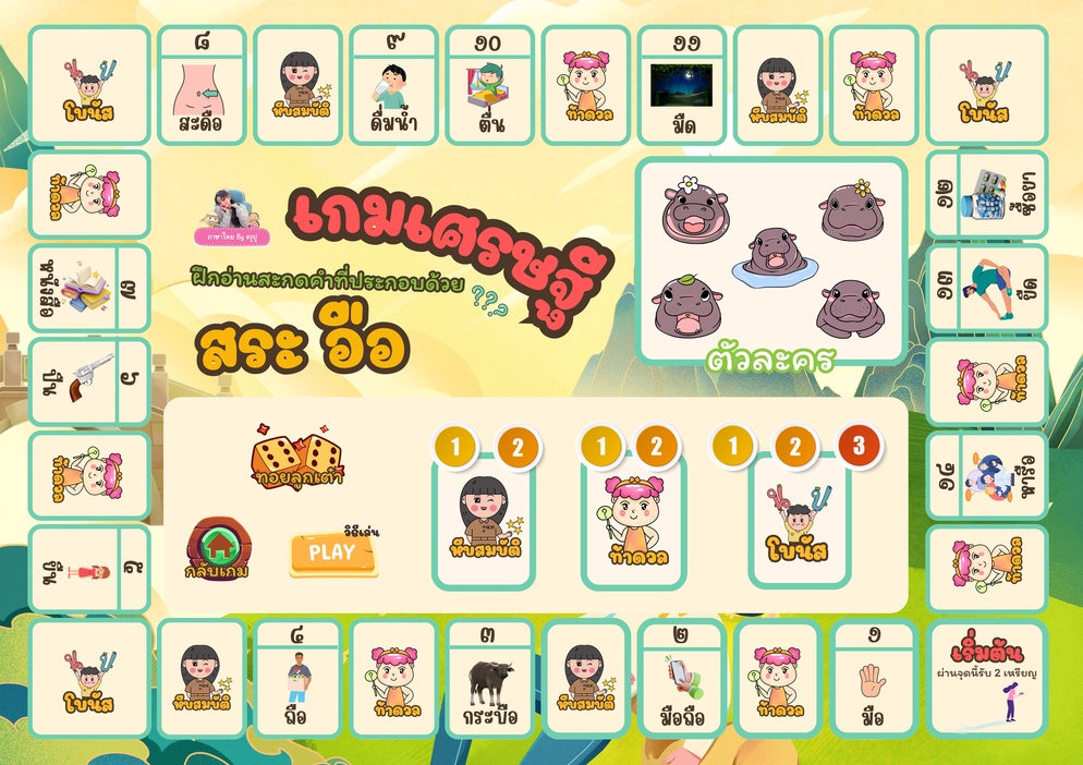 ภาพประกอบไอเดีย เกมเศรษฐีฝึกสะกดคำ สระอือ