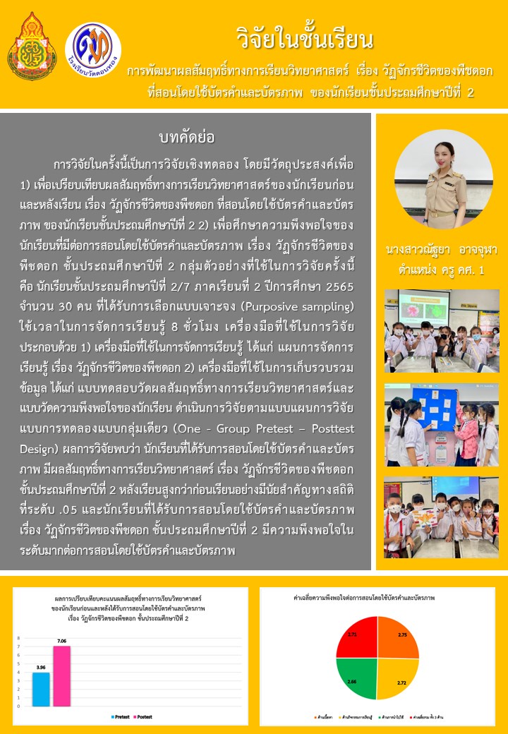 ภาพประกอบไอเดีย วิจัยในชั้นเรียน วัฏจักรชีวิตของพืชดอก