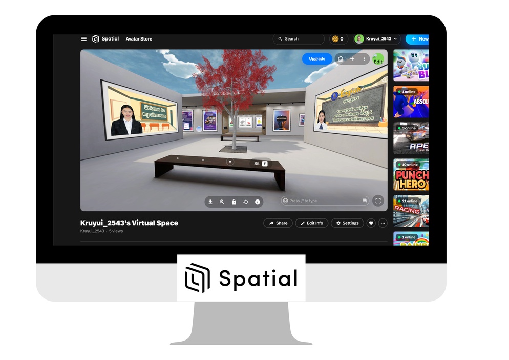 ภาพประกอบไอเดีย the virtual classroom with Metaverse by website spatial.io. 