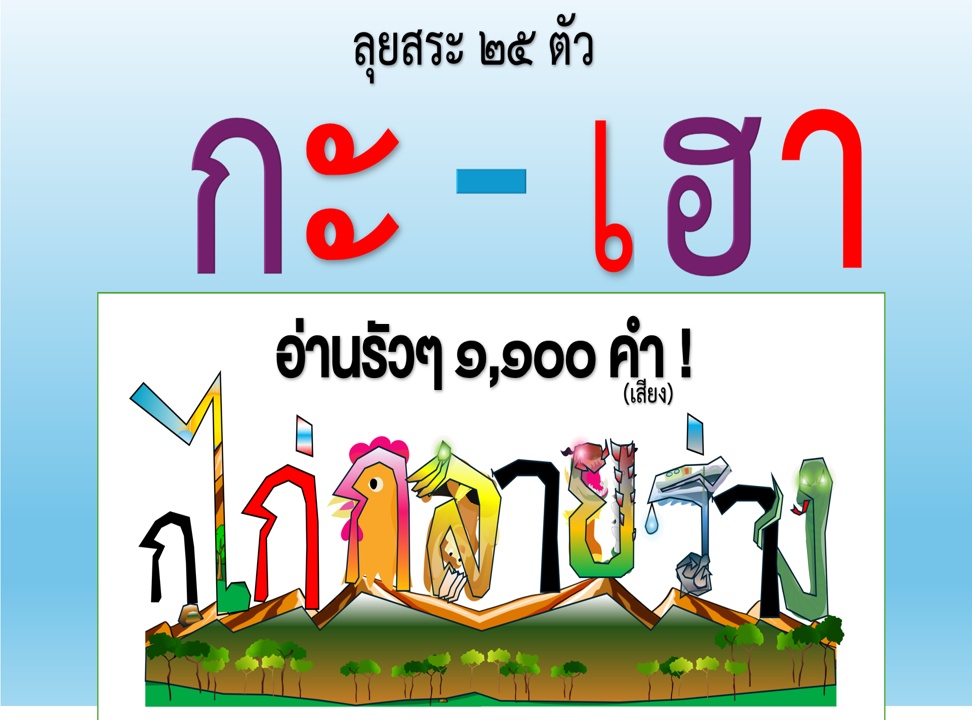 ภาพประกอบไอเดีย กไก่กลายร่าง ก-ฮ v. ไล่ลุยสระ 25 ตัวอ่านรัวๆ 1,100 คำ