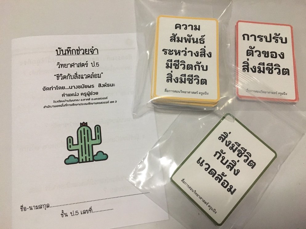 ภาพประกอบไอเดีย แฟลซการ์ดจับคู่ความสัมพันธ์สิ่งมีชีวิตกับสิ่งแวดล้อม 
