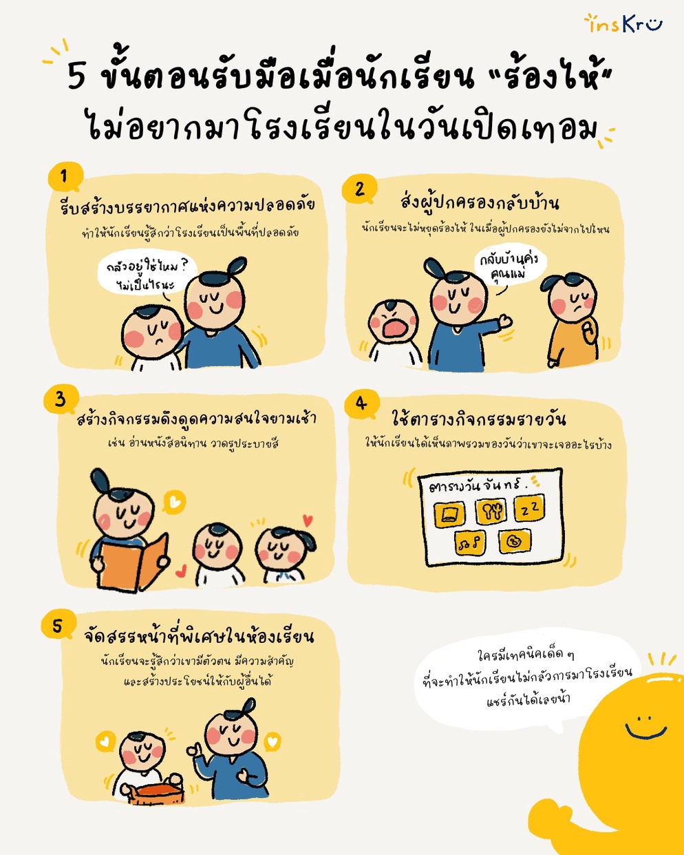 ภาพประกอบไอเดีย 🎒 5 ขั้นตอน รับมือเมื่อนักเรียน “ร้องไห้”😭 
