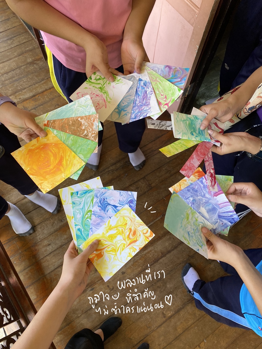 ภาพประกอบไอเดีย บูรณาการการเรียนภาษาอังกฤษผ่านการทำศิลปะMarble Art