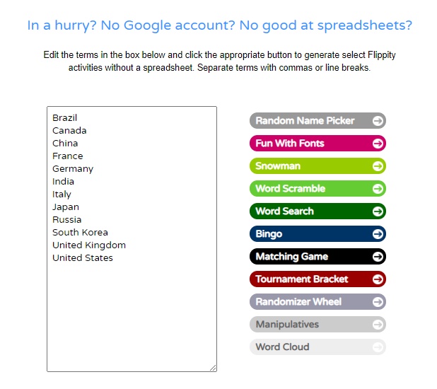 ภาพประกอบไอเดีย flippity แบบไม่เชื่อมกับ google sheet