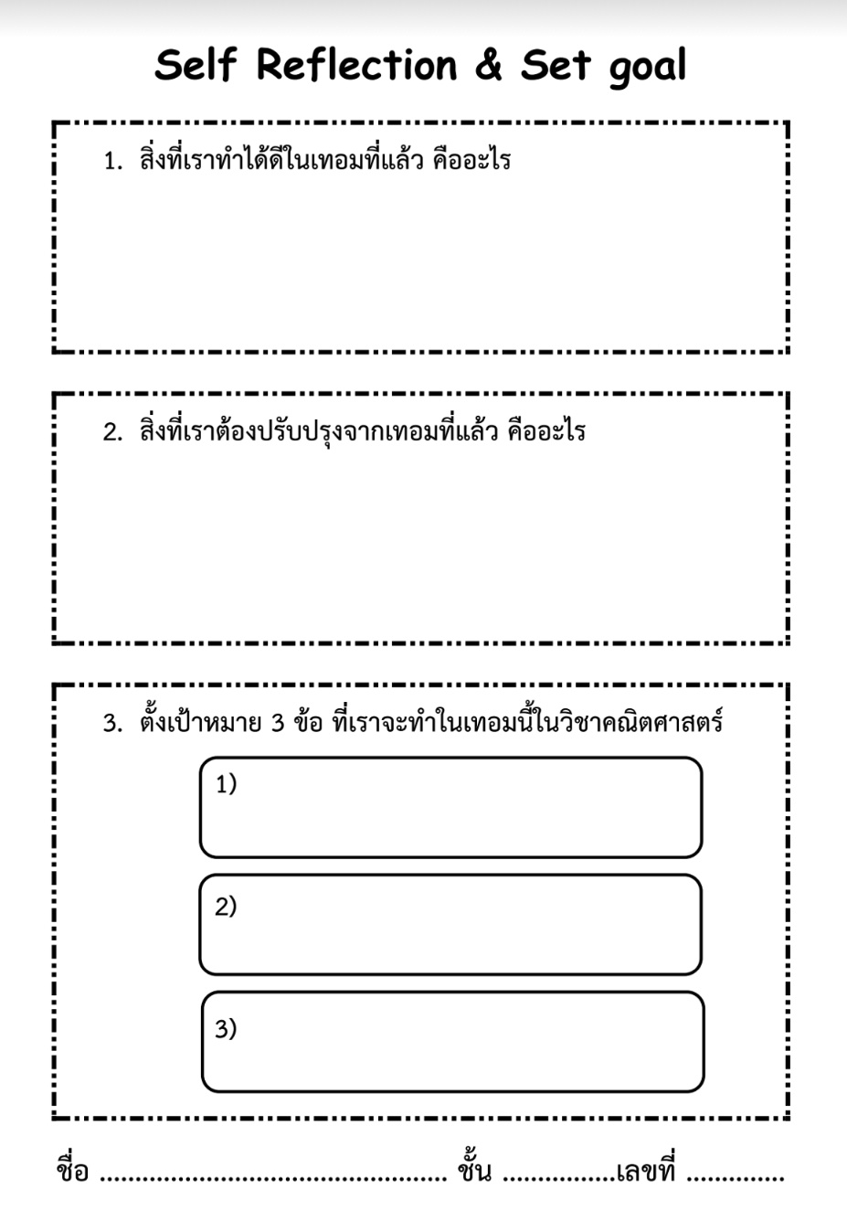 ภาพประกอบไอเดีย Self Reflection & Set goal