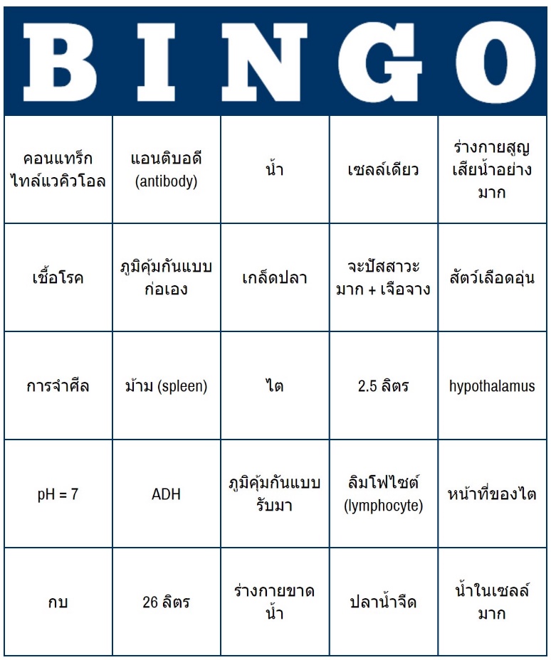 ภาพประกอบไอเดีย เกมบิงโก แบบ Online เรื่อง การรักษาดุลยภาพ