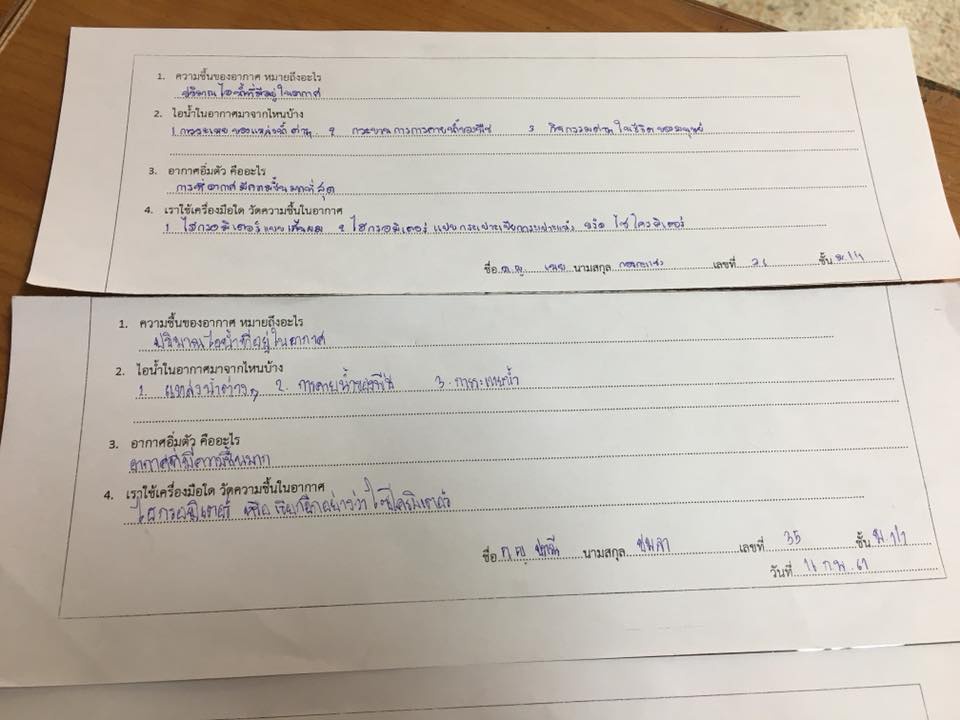 ภาพประกอบไอเดีย ความชื้นของอากาศ ม.1