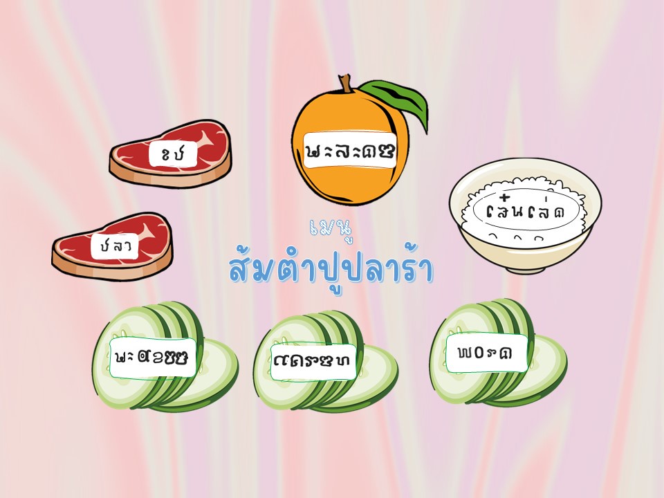 ภาพประกอบไอเดีย รังสรรค์เมนู วัตถุดิบลายสือไทย (ศิลาจารึกหลักที่ 1 ม.2)