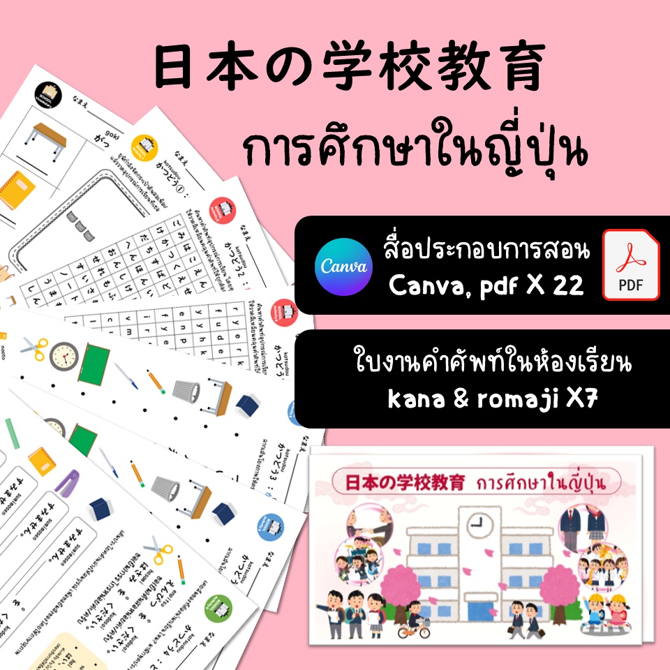 ภาพประกอบไอเดีย Basic Jpn-日本の学校教育 การศึกษาในญี่ปุ่น(สื่อประกอบการสอน+ใบงาน)