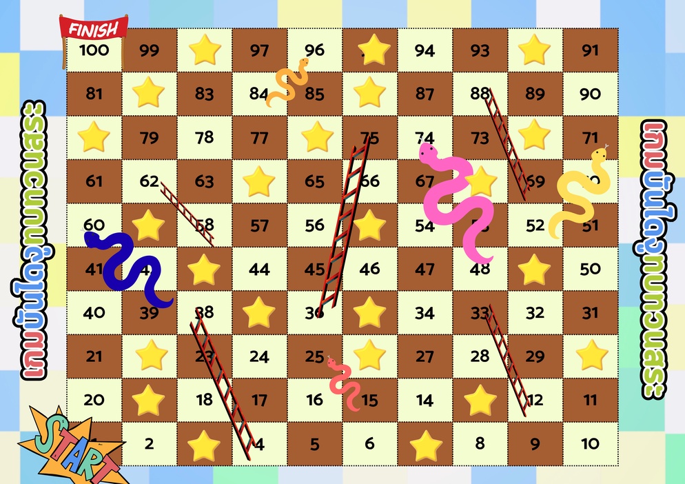 ภาพประกอบไอเดีย บอร์ดเกมบันไดงู แก้ไขได้ตามเนื้อหา