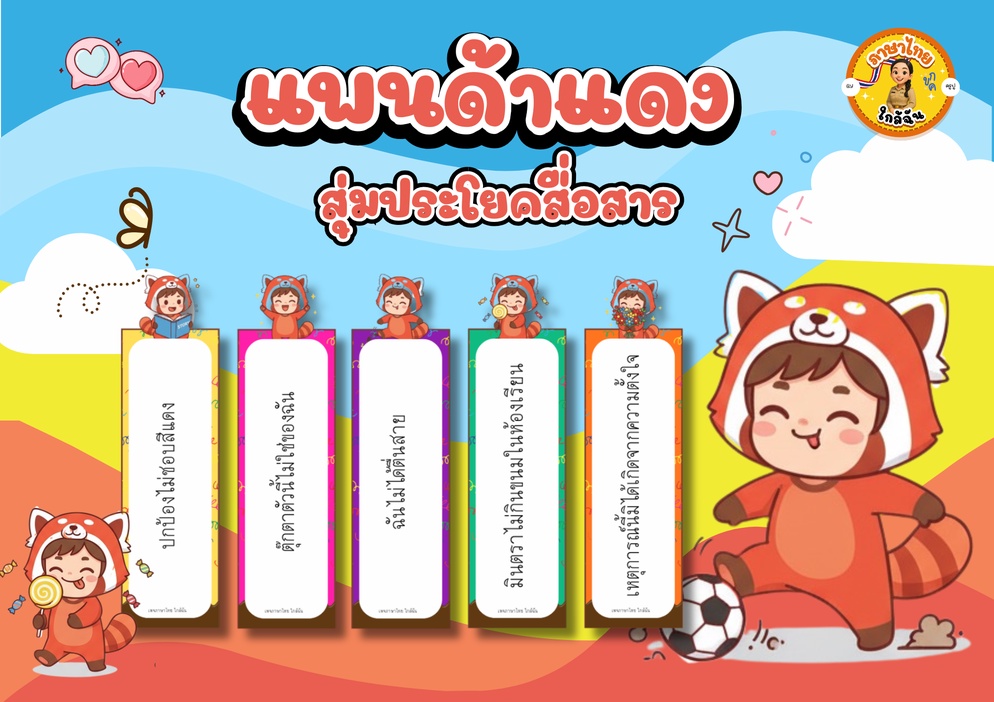 ภาพประกอบไอเดีย แพนด้าแดง สุ่มประโยคเพื่อการสื่อสาร