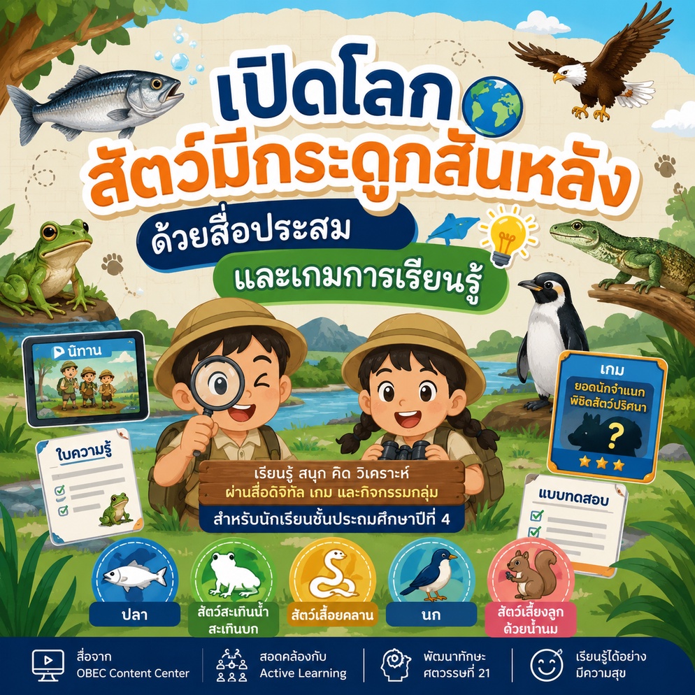 ภาพประกอบไอเดีย "เปิดโลกสัตว์มีกระดูกสันหลัง ด้วยสื่อประสมและเกมการเรียนรู้"