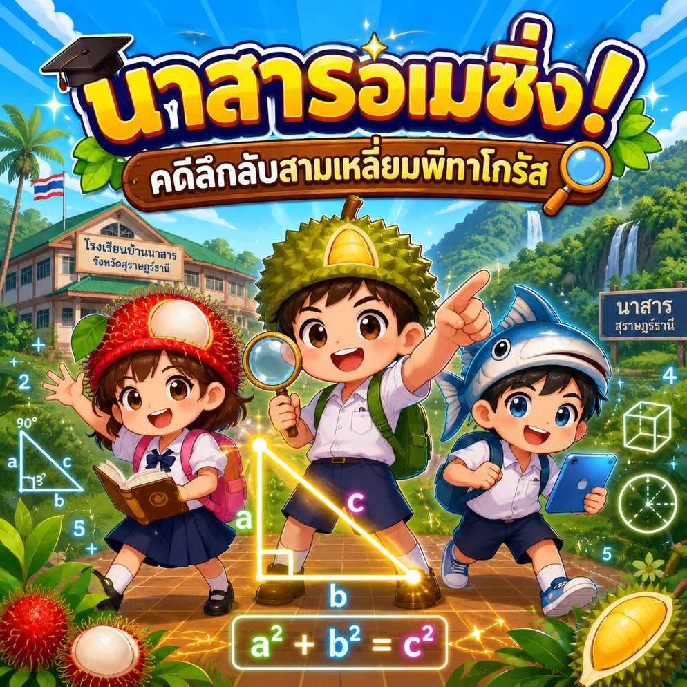 ภาพประกอบไอเดีย เกมพีทาโกรัส "นาสารอเมซิ่ง! คดีลึกลับสามเหลี่ยมพีทาโกรัส"